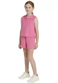 Girls 7-16 Sleeveless Terry Cloth Polo Tank Top