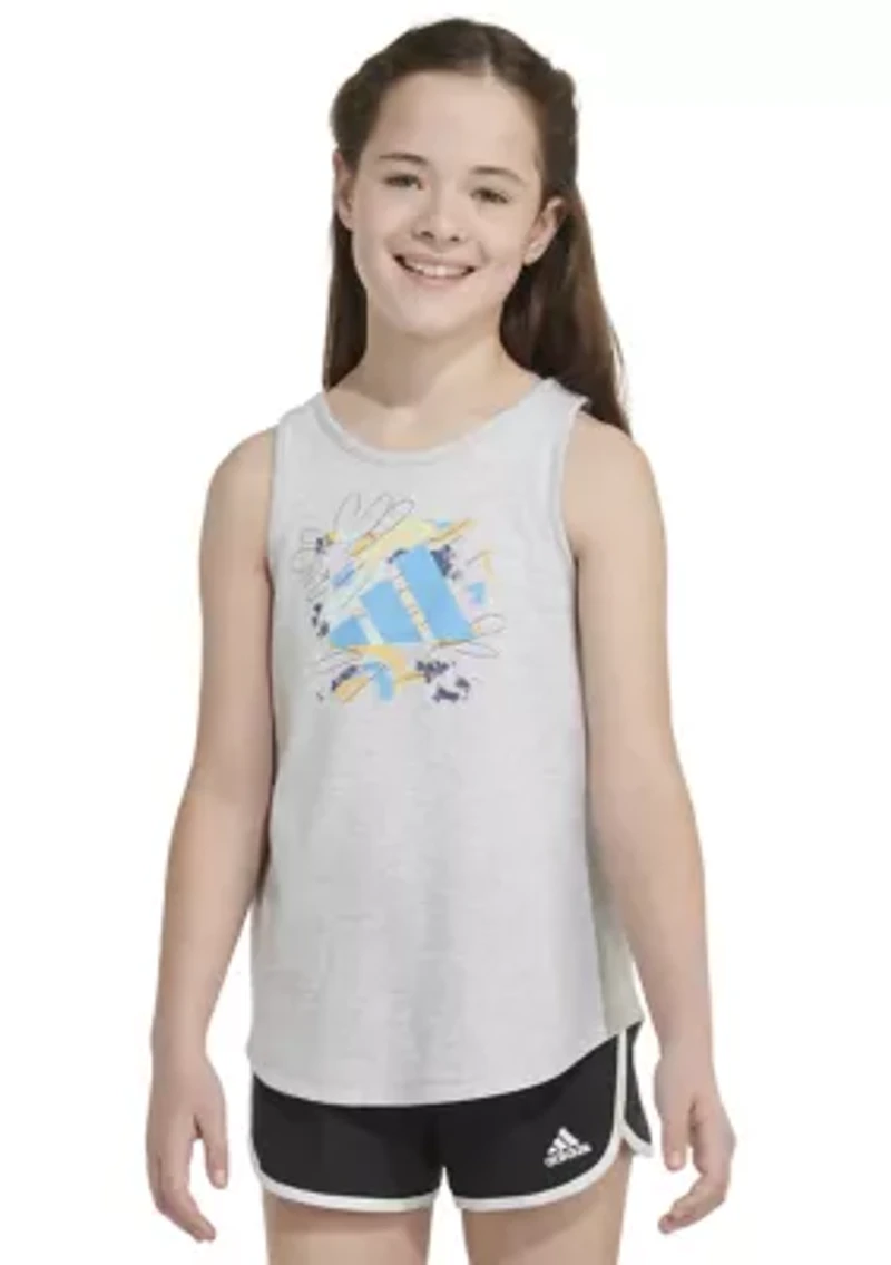 Girls 7-16 Sleeveless Curved Hem Heather Tank Top