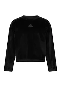 Girls 7-16 Long Sleeve Rib Velour Crewneck Pullover