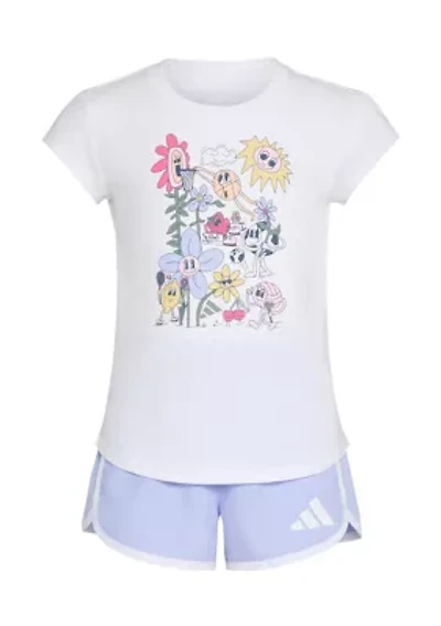Girls 4-6x 2 Piece Cap Sleeve T-Shirt & Woven Shorts Set
