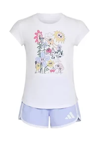 Girls 4-6x 2 Piece Cap Sleeve T-Shirt & Woven Shorts Set