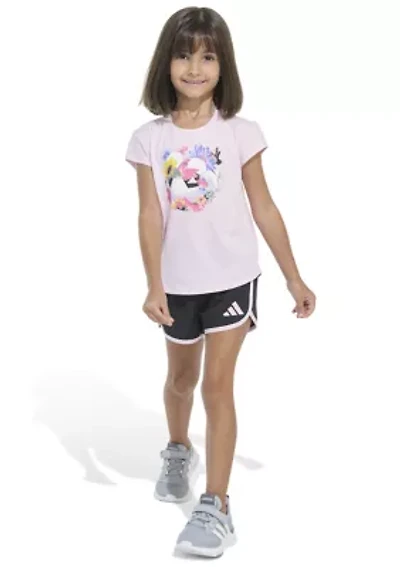 Girls 4-6x 2 Piece Cap Sleeve T-Shirt & Woven Shorts Set