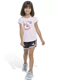 Girls 4-6x 2 Piece Cap Sleeve T-Shirt & Woven Shorts Set
