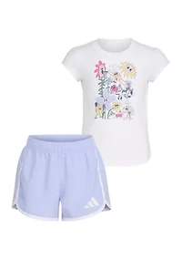 Girls 4-6x 2 Piece Cap Sleeve T-Shirt & Woven Shorts Set