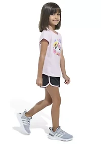 Girls 4-6x 2 Piece Cap Sleeve T-Shirt & Woven Shorts Set