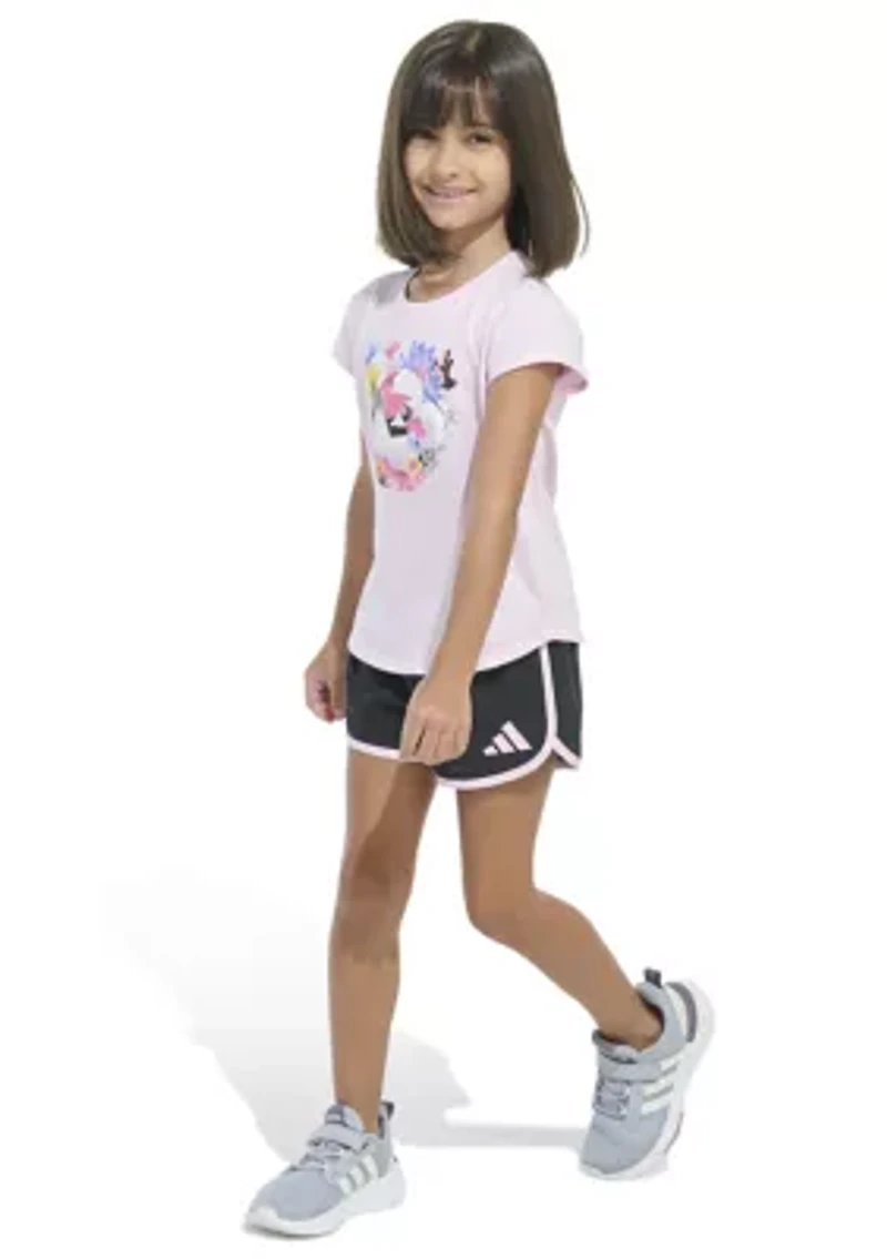 Girls 4-6x 2 Piece Cap Sleeve T-Shirt & Woven Shorts Set