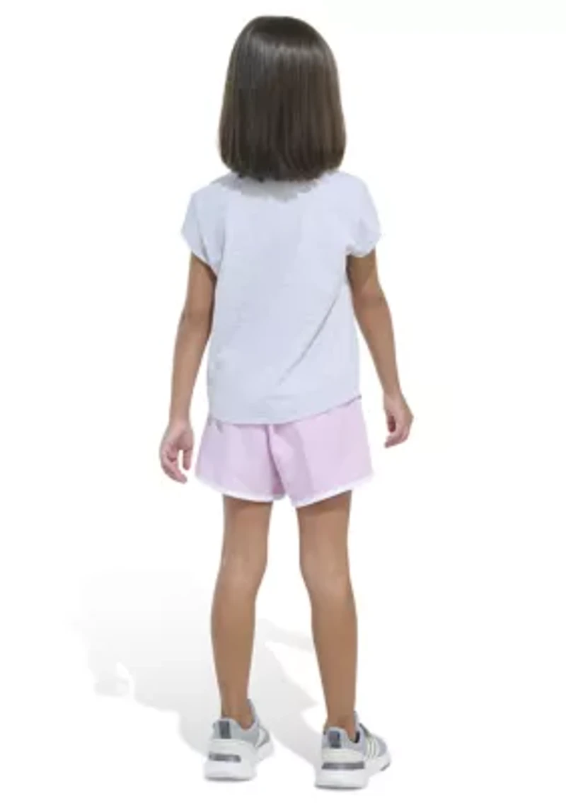 Girls 4-6x 2 Piece Cap Sleeve Heather Graphic T-Shirt & Woven Shorts Set