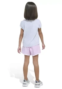Girls 4-6x 2 Piece Cap Sleeve Heather Graphic T-Shirt & Woven Shorts Set