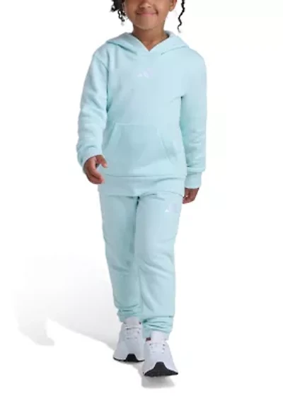 Girls 4-6x 2-Piece Long Sleeve Pullover Hoodie and Joggers Essential Small Logo Set