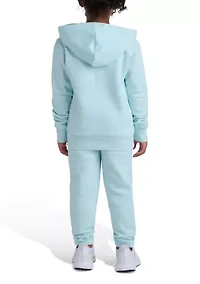 Girls 4-6x 2-Piece Long Sleeve Pullover Hoodie and Joggers Essential Small Logo Set