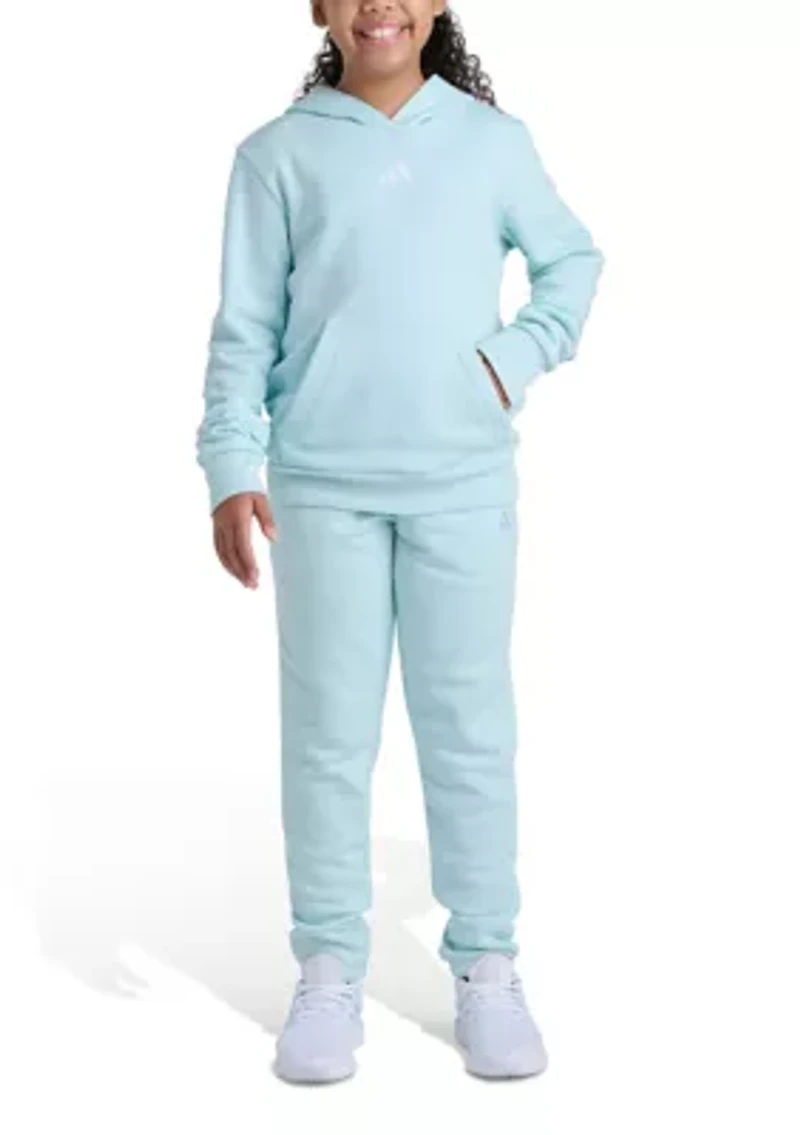 Girls 7-16 2-Piece Long Sleeve Pullover Hoodie and Joggers Essential Small Logo Set