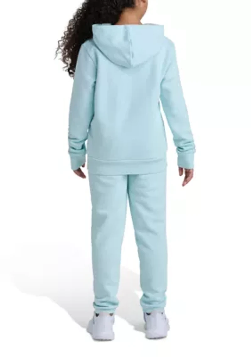 Girls 7-16 2-Piece Long Sleeve Pullover Hoodie and Joggers Essential Small Logo Set