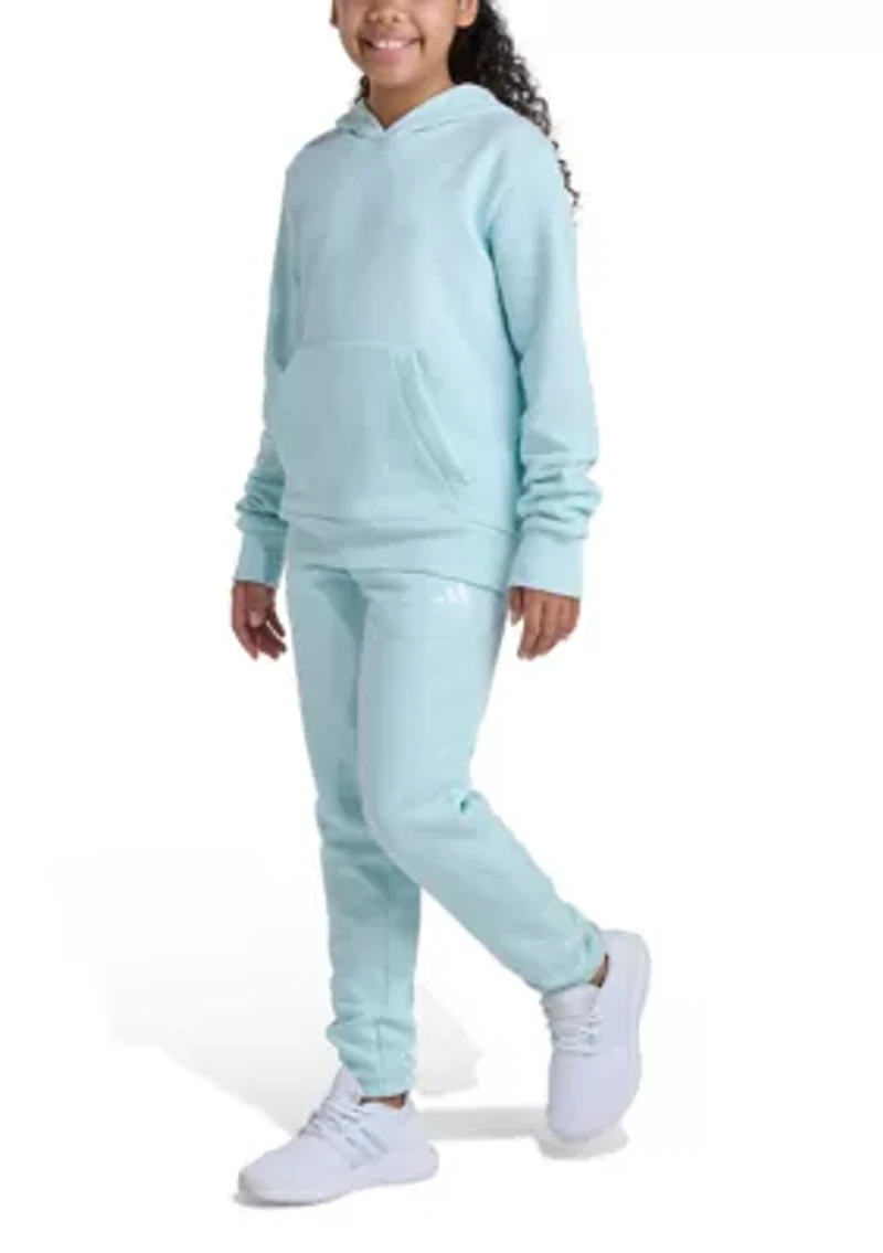 Girls 7-16 2-Piece Long Sleeve Pullover Hoodie and Joggers Essential Small Logo Set