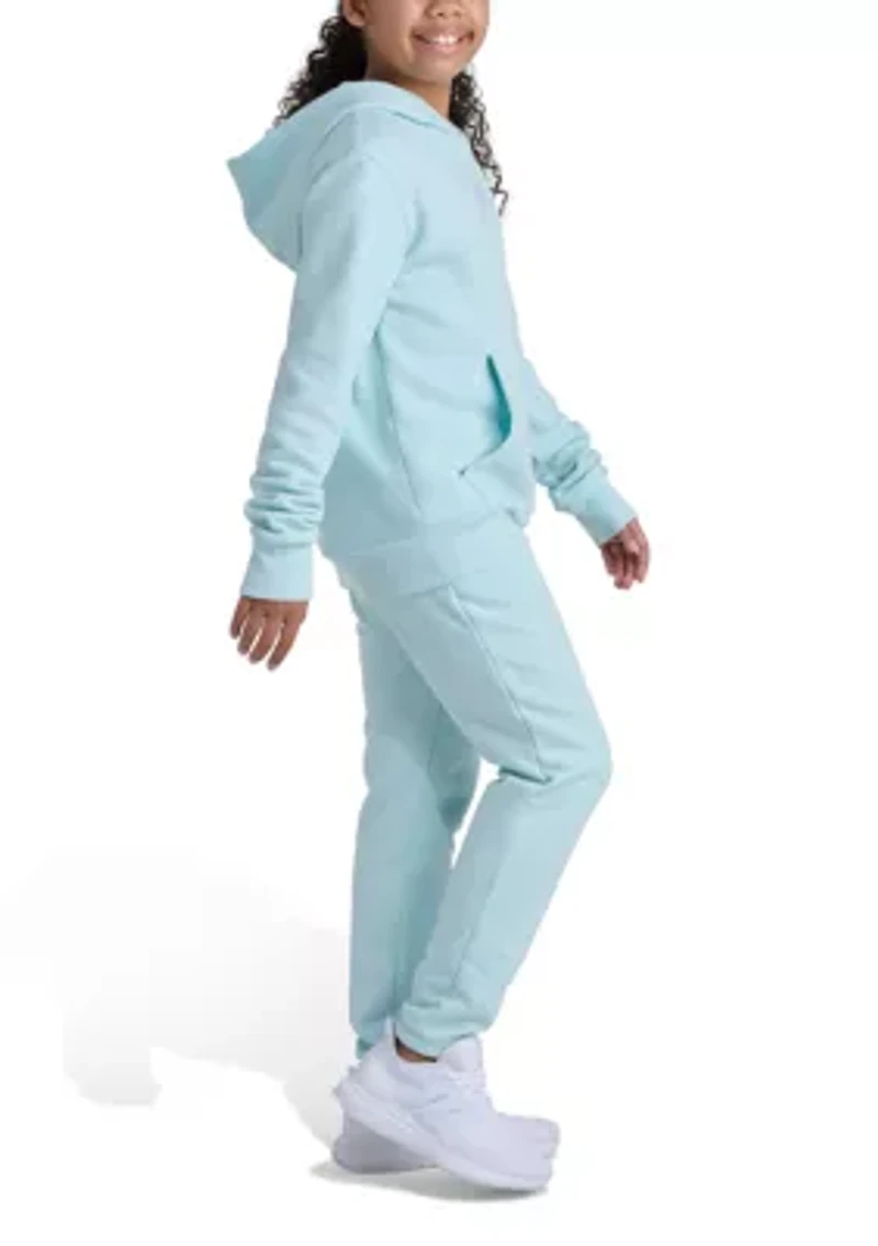 Girls 7-16 2-Piece Long Sleeve Pullover Hoodie and Joggers Essential Small Logo Set