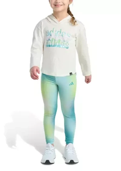Girls 4-6x 2-Piece Hooded Heather Tee & Printed Legging Set
