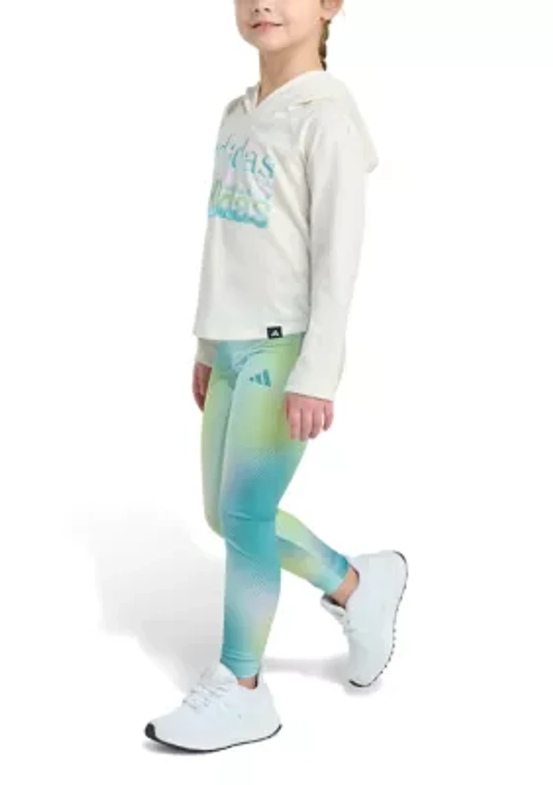 Girls 4-6x 2-Piece Hooded Heather Tee & Printed Legging Set