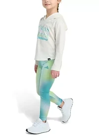 Girls 4-6x 2-Piece Hooded Heather Tee & Printed Legging Set