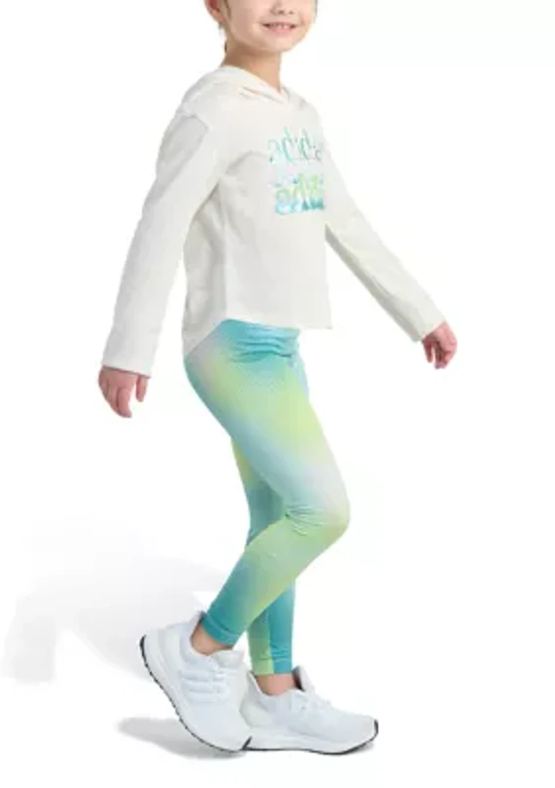 Girls 4-6x 2-Piece Hooded Heather Tee & Printed Legging Set