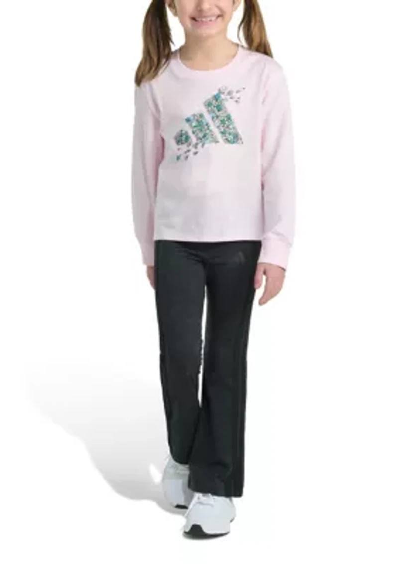 Girls 4-6x Two Piece Long Sleeve Graphic T-Shirt & Flare Pants Set