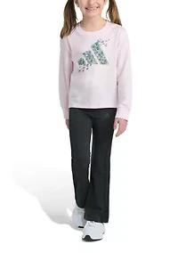 Girls 4-6x Two Piece Long Sleeve Graphic T-Shirt & Flare Pants Set