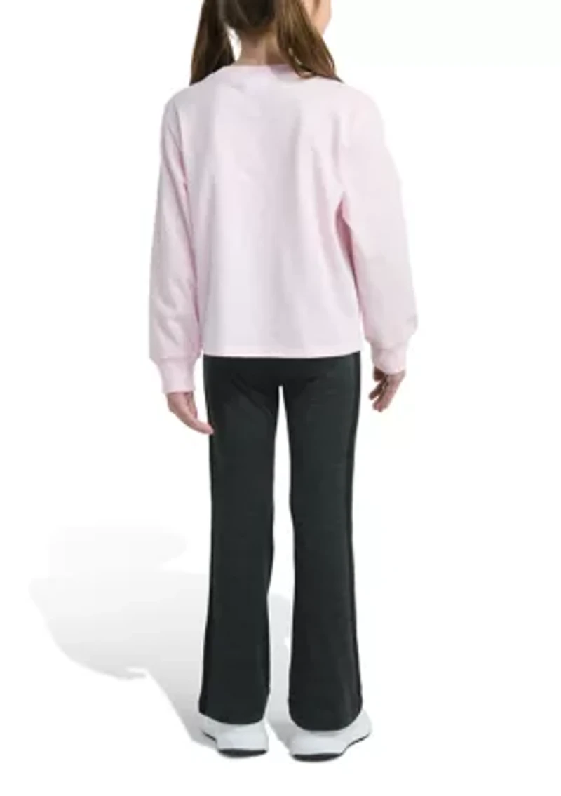 Girls 4-6x Two Piece Long Sleeve Graphic T-Shirt & Flare Pants Set