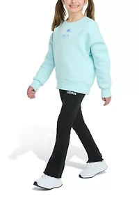 Girl 4-6x 2-Piece Crew Neck Fleece Pullover & Ribbed Flare Pant Set