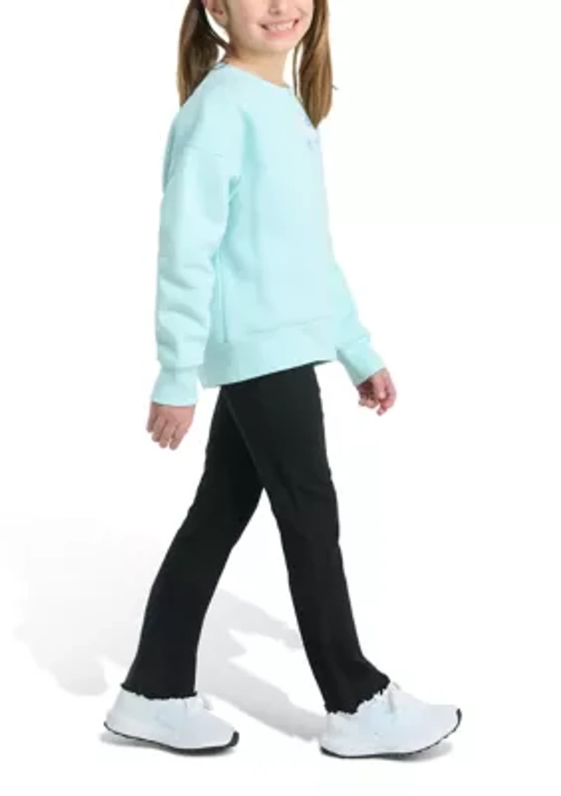 Girl 4-6x 2-Piece Crew Neck Fleece Pullover & Ribbed Flare Pant Set