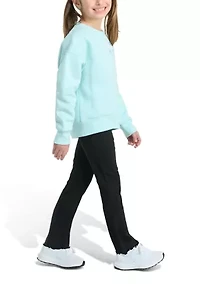 Girl 4-6x 2-Piece Crew Neck Fleece Pullover & Ribbed Flare Pant Set