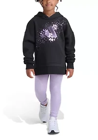 Girls 4-6x 2-Piece Long Sleeve Pullover Hoodie and Glitter Leggings Set