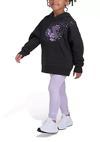 Girls 4-6x 2-Piece Long Sleeve Pullover Hoodie and Glitter Leggings Set