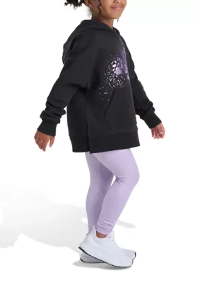 Girls 4-6x 2-Piece Long Sleeve Pullover Hoodie and Glitter Leggings Set