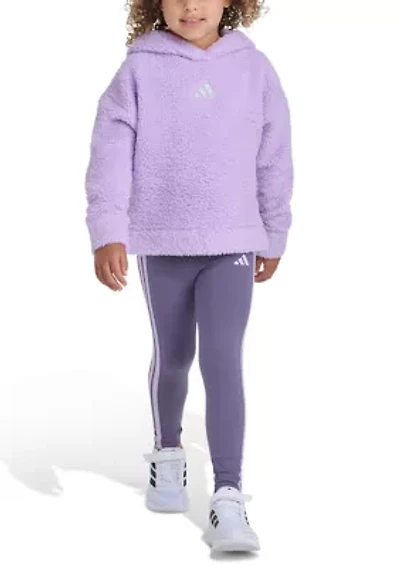 Girls 4-6x 2-Piece Long Sleeve Fleece Pullover Hoodie and Leggings Set