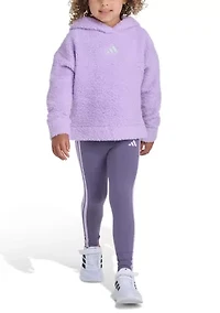 Girls 4-6x 2-Piece Long Sleeve Fleece Pullover Hoodie and Leggings Set