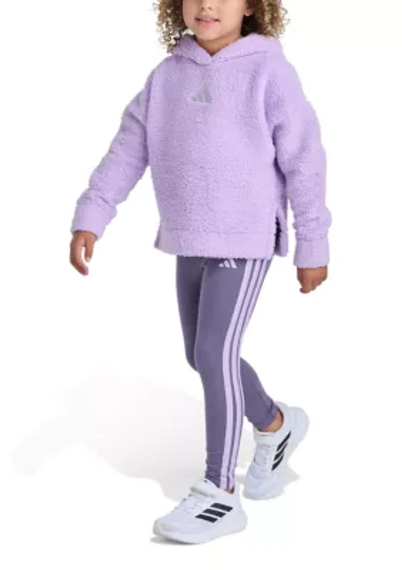 Girls 4-6x 2-Piece Long Sleeve Fleece Pullover Hoodie and Leggings Set