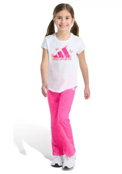 Girls 4-6x 2-Piece Short Sleeve T-Shirt and Flare Leg Pant Set