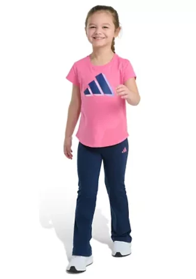 Girls 4-6x 2-Piece Short Sleeve T-Shirt and Flare Leg Pant Set