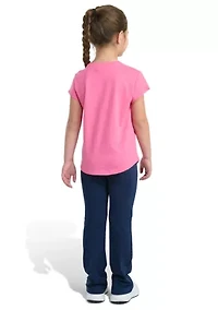 Girls 4-6x 2-Piece Short Sleeve T-Shirt and Flare Leg Pant Set