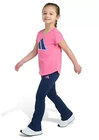 Girls 4-6x 2-Piece Short Sleeve T-Shirt and Flare Leg Pant Set