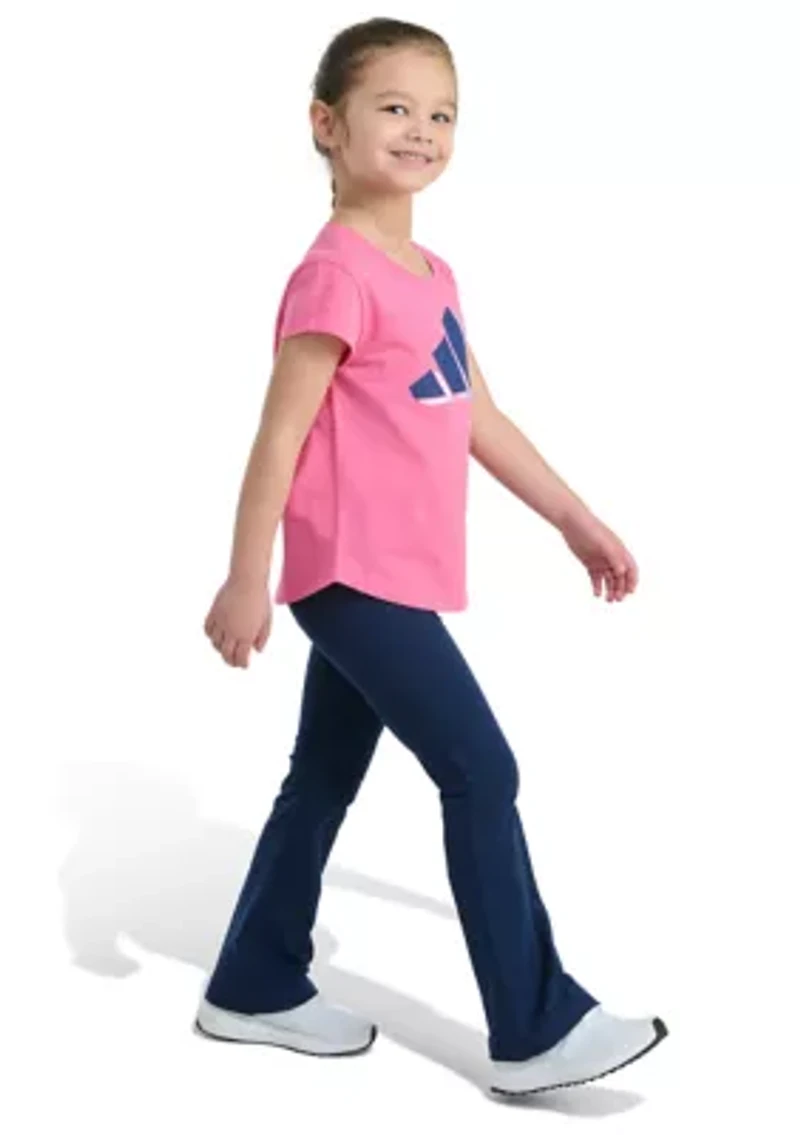 Girls 4-6x 2-Piece Short Sleeve T-Shirt and Flare Leg Pant Set