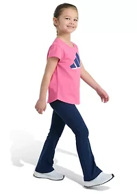 Girls 4-6x 2-Piece Short Sleeve T-Shirt and Flare Leg Pant Set