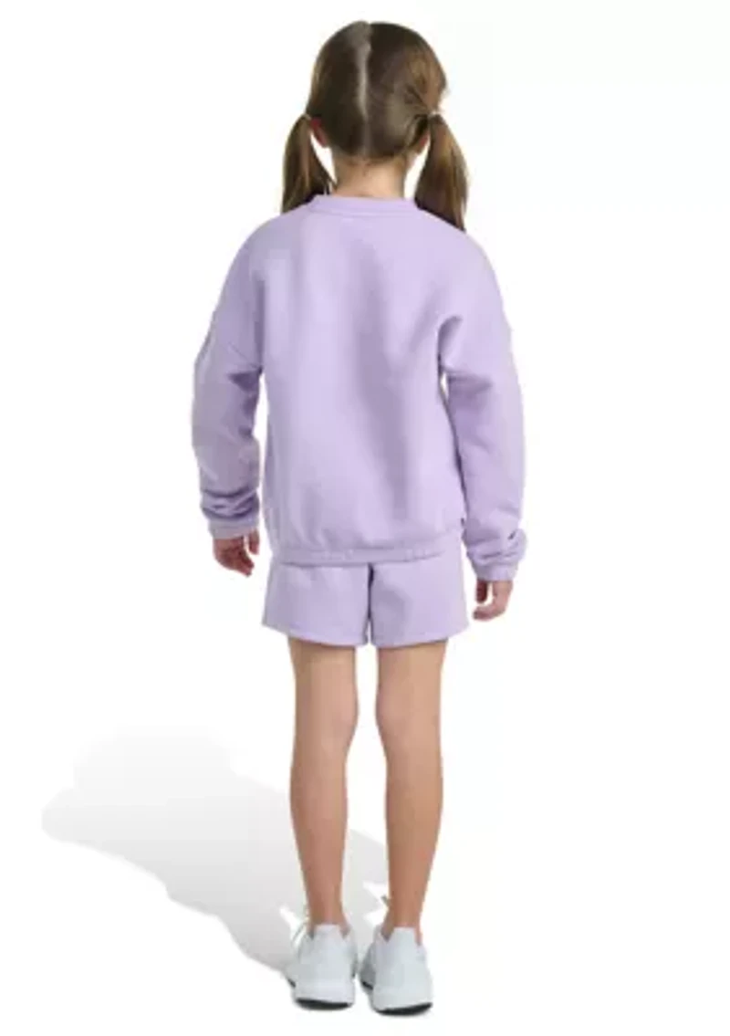 Girls 4-6x 2-Piece Long Sleeve Fleece Pullover & Elastic Waistband Short