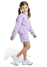 Girls 4-6x 2-Piece Long Sleeve Fleece Pullover & Elastic Waistband Short