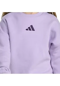 Girls 4-6x 2-Piece Long Sleeve Fleece Pullover & Elastic Waistband Short