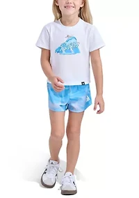 Girls 4-6 2-Piece Short Sleeve T-Shirt & Printed Woven Set