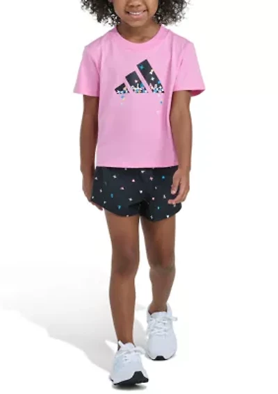 Girls 4-6 2-Piece Short Sleeve T-Shirt & Printed Woven Set