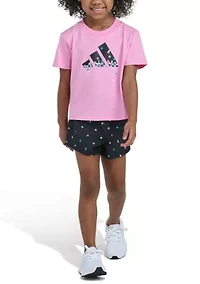 Girls 4-6 2-Piece Short Sleeve T-Shirt & Printed Woven Set