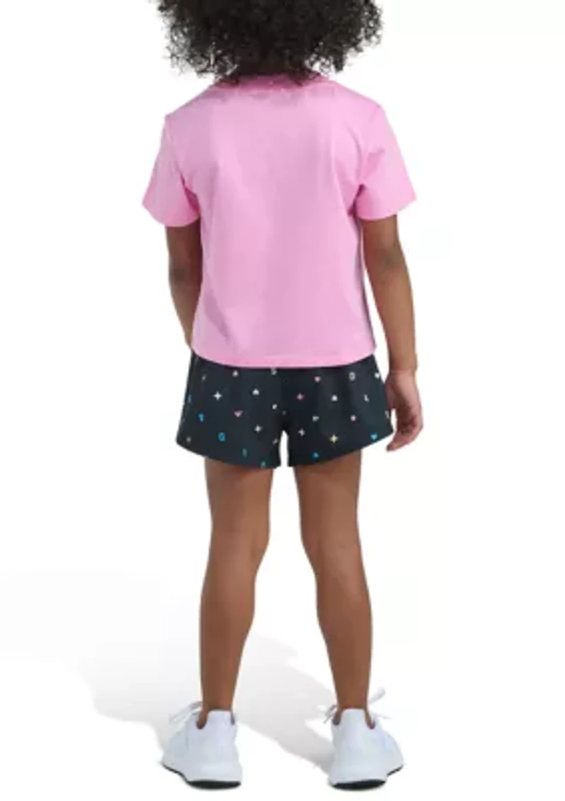 Girls 4-6 2-Piece Short Sleeve T-Shirt & Printed Woven Set