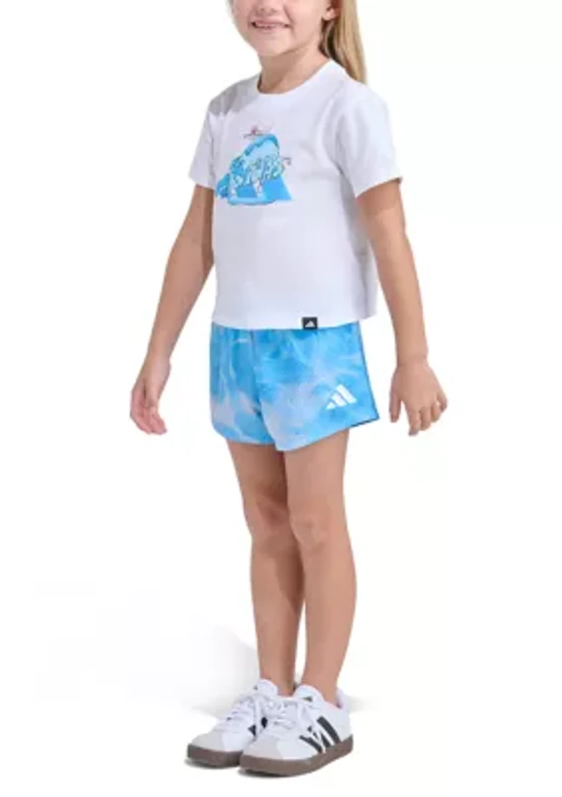 Girls 4-6 2-Piece Short Sleeve T-Shirt & Printed Woven Set
