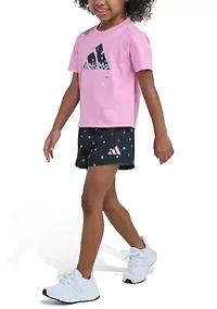 Girls 4-6 2-Piece Short Sleeve T-Shirt & Printed Woven Set