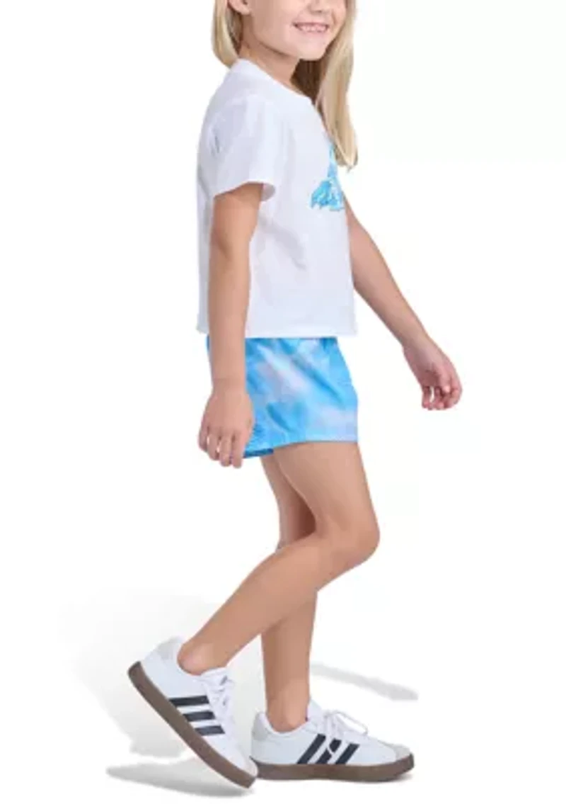 Girls 4-6 2-Piece Short Sleeve T-Shirt & Printed Woven Set